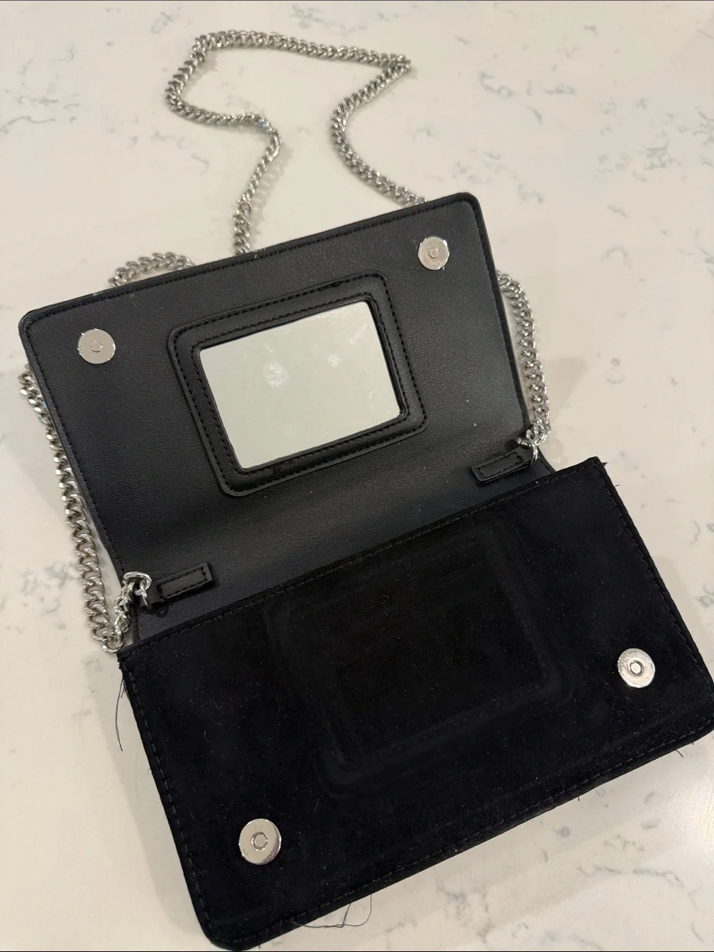 Aldo Black Jeweled Velvet Card Holder